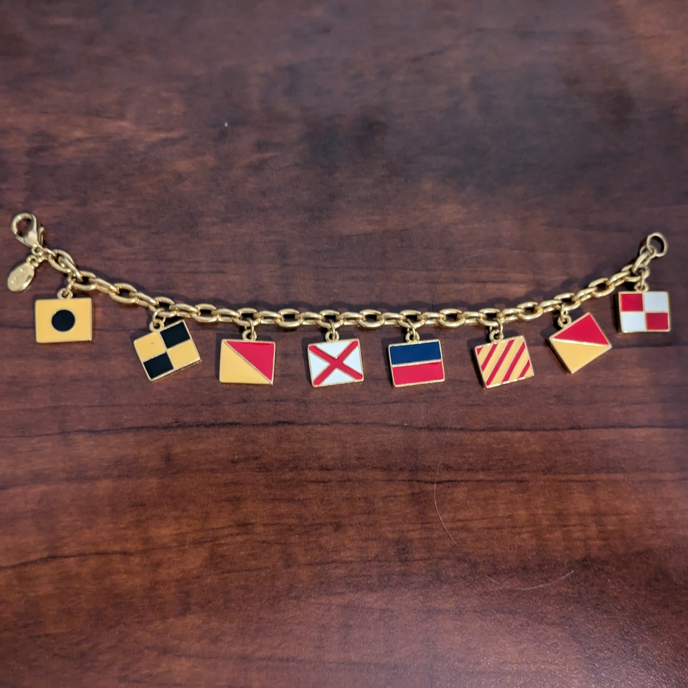 Gold Nautical Flag Charm Bracelet